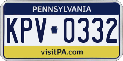 PA license plate KPV0332