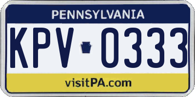 PA license plate KPV0333