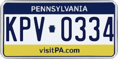 PA license plate KPV0334