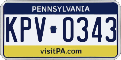 PA license plate KPV0343