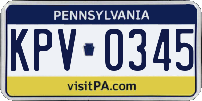 PA license plate KPV0345