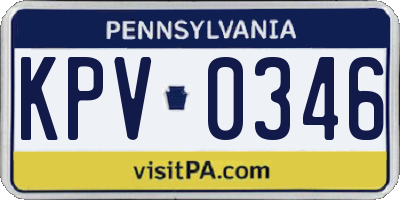 PA license plate KPV0346