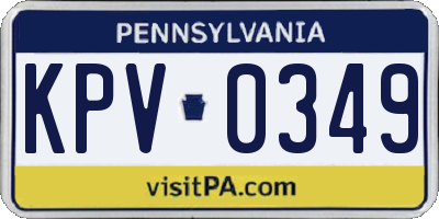 PA license plate KPV0349