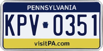 PA license plate KPV0351