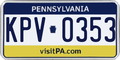PA license plate KPV0353