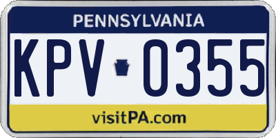 PA license plate KPV0355