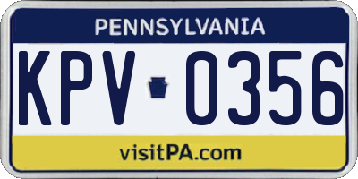 PA license plate KPV0356