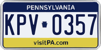 PA license plate KPV0357