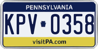 PA license plate KPV0358