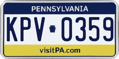 PA license plate KPV0359