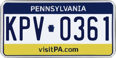 PA license plate KPV0361