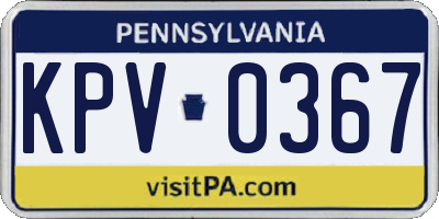 PA license plate KPV0367