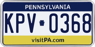 PA license plate KPV0368