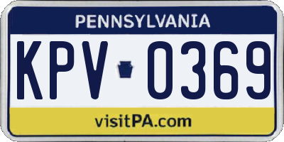 PA license plate KPV0369