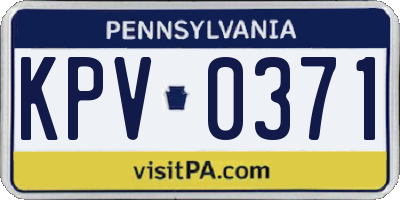 PA license plate KPV0371