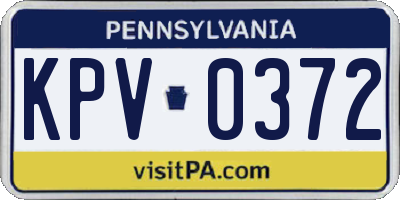 PA license plate KPV0372