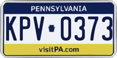 PA license plate KPV0373