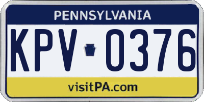 PA license plate KPV0376