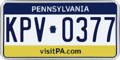PA license plate KPV0377