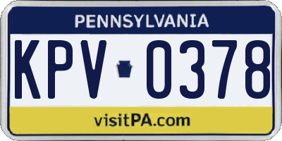 PA license plate KPV0378