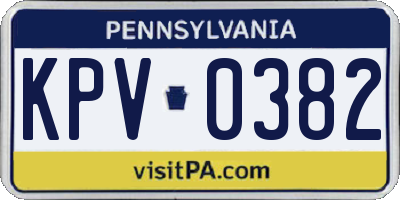 PA license plate KPV0382