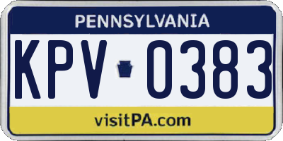 PA license plate KPV0383