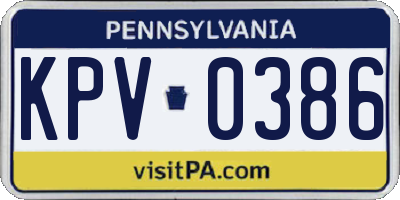 PA license plate KPV0386