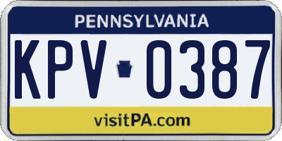PA license plate KPV0387