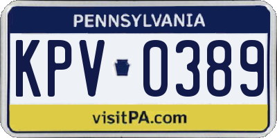 PA license plate KPV0389