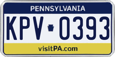 PA license plate KPV0393
