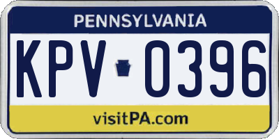 PA license plate KPV0396