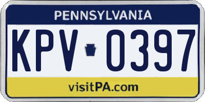 PA license plate KPV0397