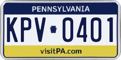 PA license plate KPV0401