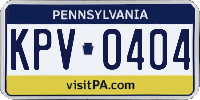 PA license plate KPV0404