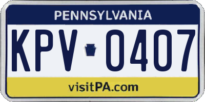 PA license plate KPV0407