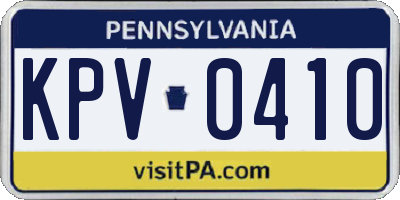 PA license plate KPV0410