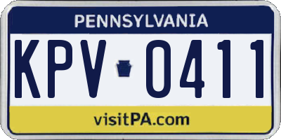 PA license plate KPV0411