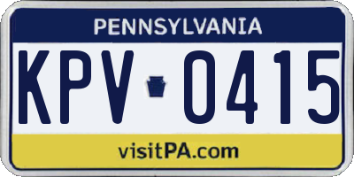 PA license plate KPV0415