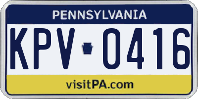 PA license plate KPV0416