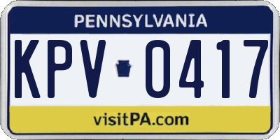 PA license plate KPV0417