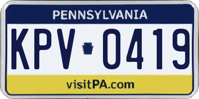 PA license plate KPV0419