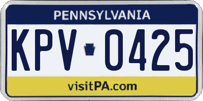 PA license plate KPV0425