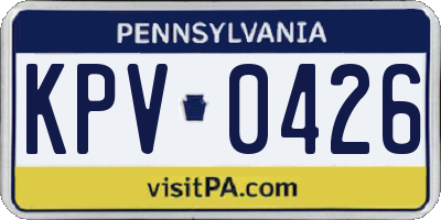 PA license plate KPV0426