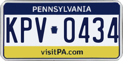 PA license plate KPV0434