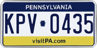 PA license plate KPV0435