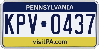PA license plate KPV0437