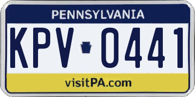 PA license plate KPV0441