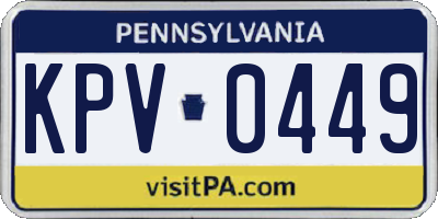 PA license plate KPV0449