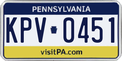 PA license plate KPV0451