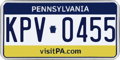PA license plate KPV0455